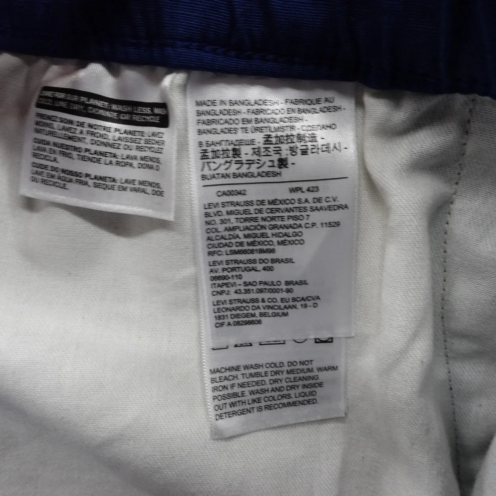 Levis‎ Mens Ripstop Belted Casual Shorts Size XXL Blue Mens Elastic Waist 8